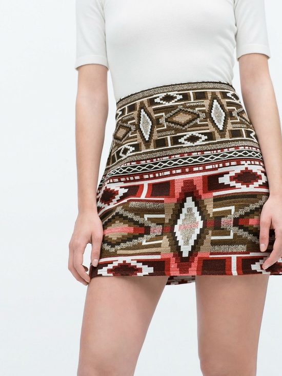 Zara Dresses & Skirts - Zara Aztec Print Embroidered Mini Skirt